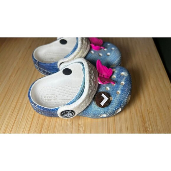 Crocs Cutie Denim Butterfly Clogs Toddler Size 5c - Picture 1 of 5